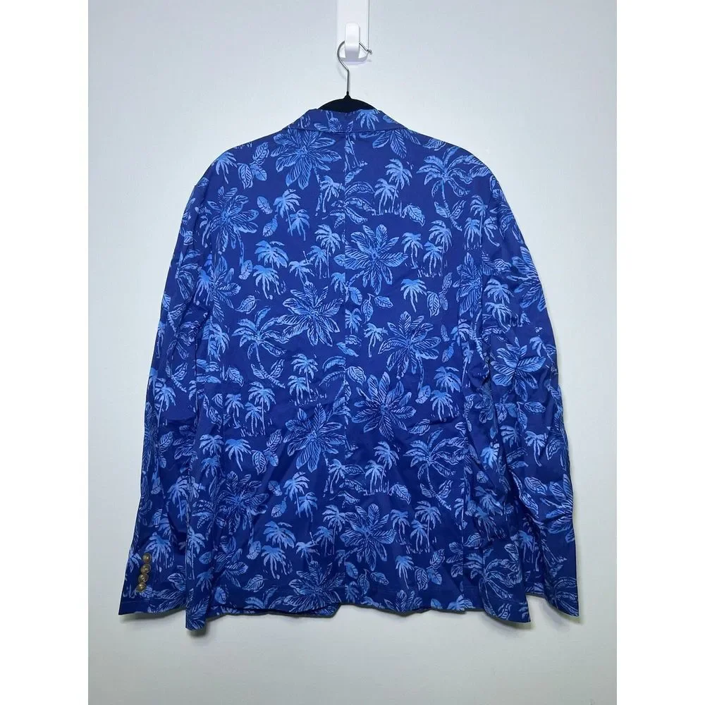 J. McLaughlin Libson Kona Palms Sport‎ Coat Stretch Blue Men's 46